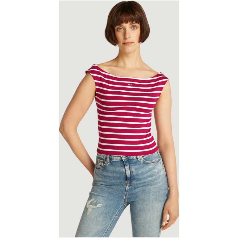 TOMMY JEANS Boat neck top ss